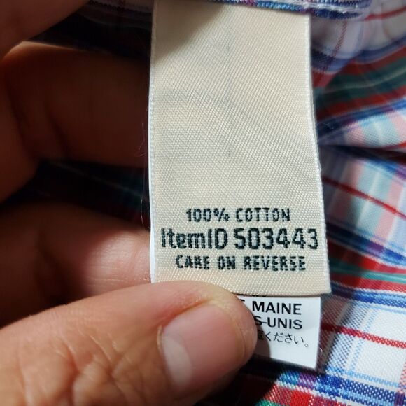 L L BEAN Womens Button TOP 3/4 Sleeve PLAID Wrinkle Free Size MP - Picture 6 of 8